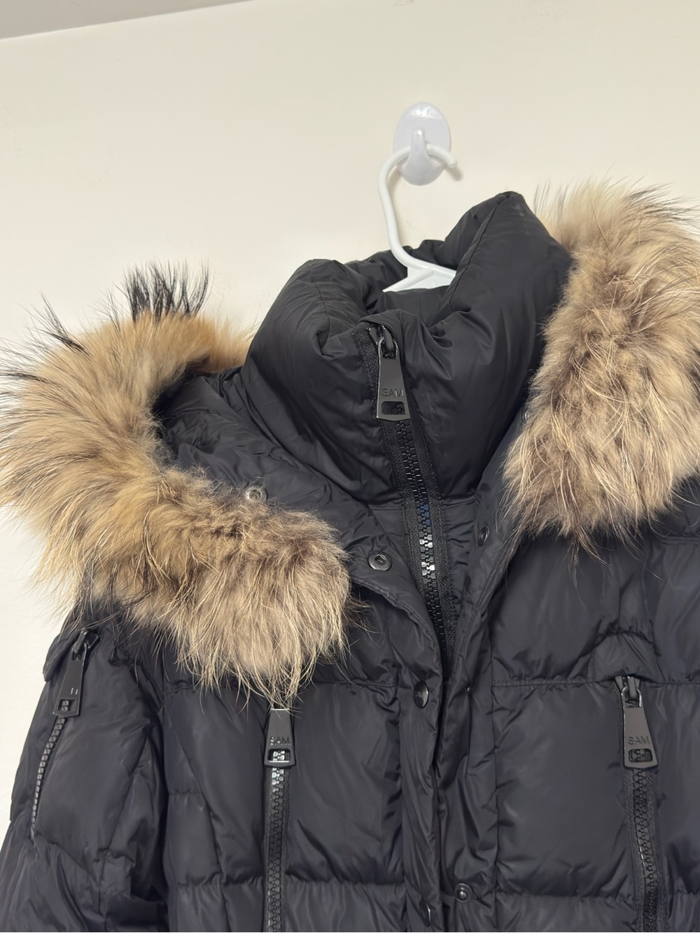 SAM New York Millenium Puffer Down Ski Jacket~Black With Natural Racoon Fur (L) - Picture 12 of 16